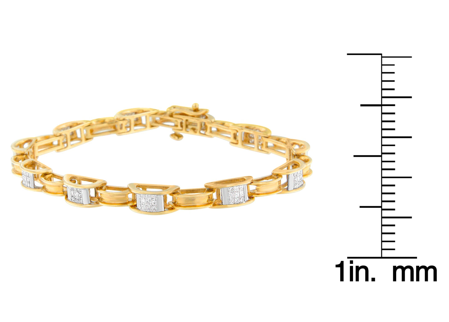 14K Yellow Gold Princess Cut Diamond Chain Link Bracelet (1.00 cttw H-I Color