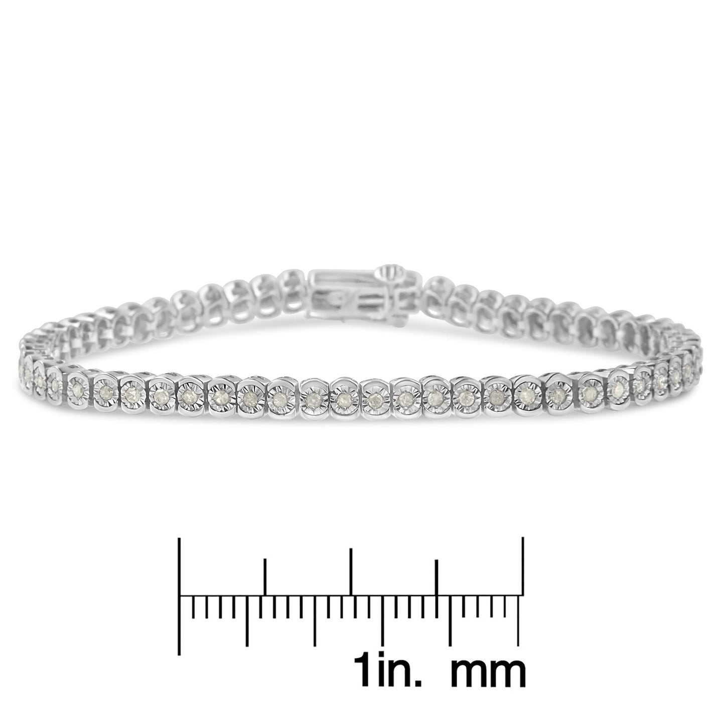 .925 Sterling Silver 1.0 Cttw Diamond Miracle-Set Cut-Circle 7" Tennis Bracelet (I-J Color, I2-I3 Clarity)