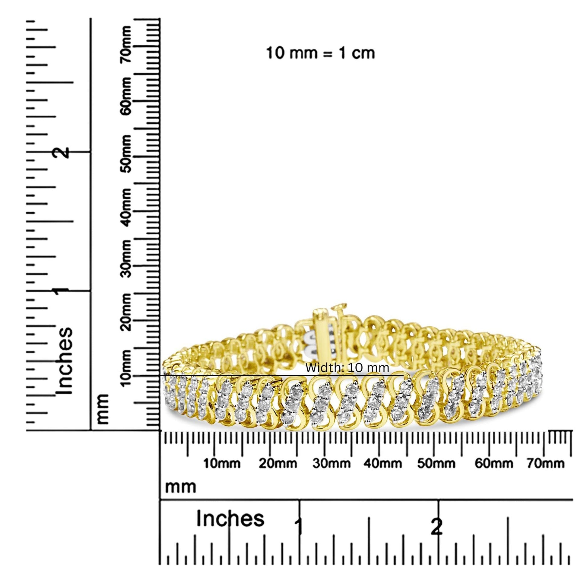 10K Yellow Gold 4.0 Cttw Diamond Triple Row Infinity 7’’ ’S’ Link