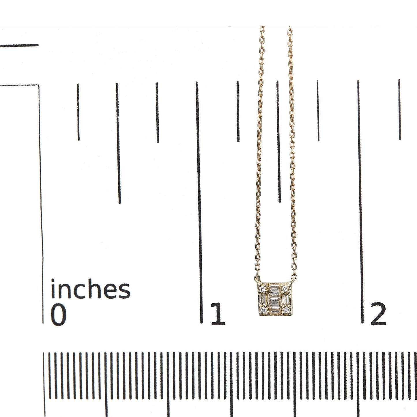 10K Yellow Gold 1/10 Cttw Round and Baguette Diamond Mosaic Composite Square