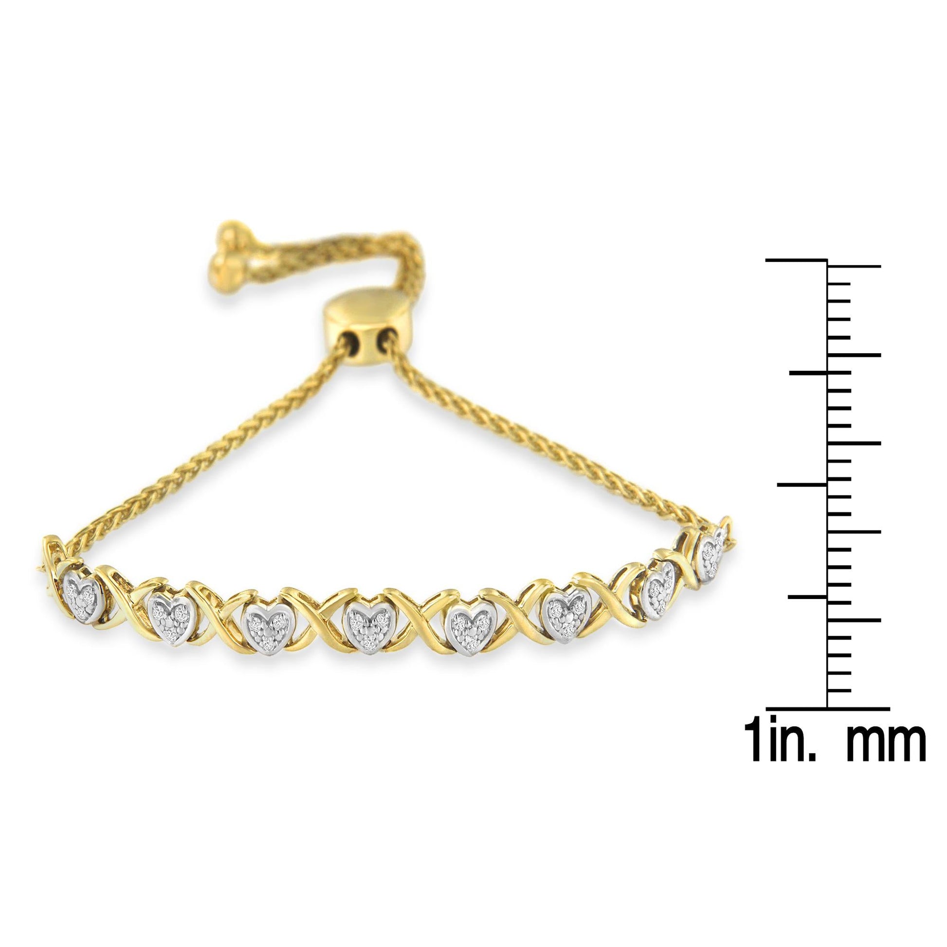 10K Yellow Gold over.925 Sterling Silver 1/10 Cttw Diamond Heart and X-Link