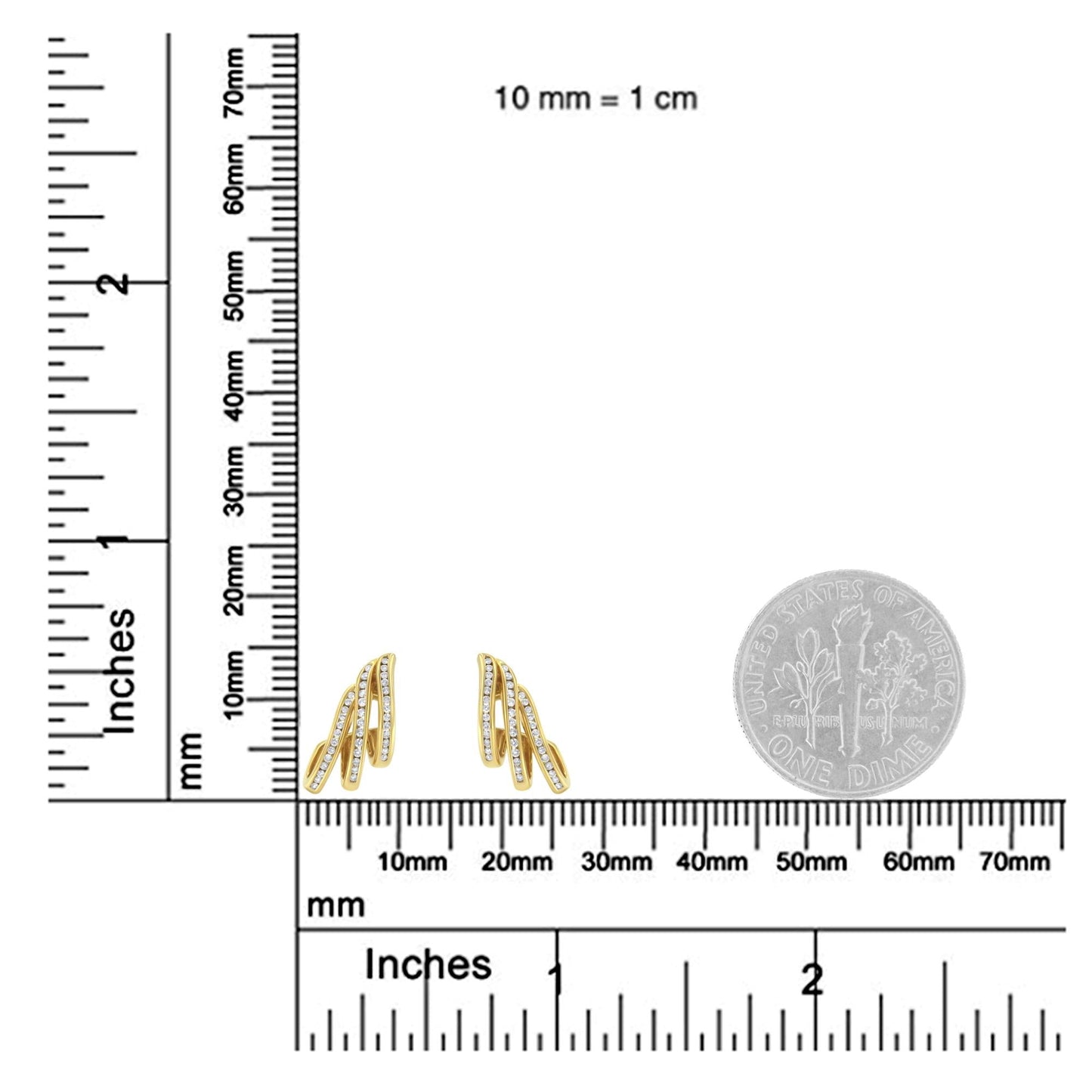 10K Yellow Gold 1.0 Cttw Round Brilliant Cut Diamond Spiral Multi Row Channel