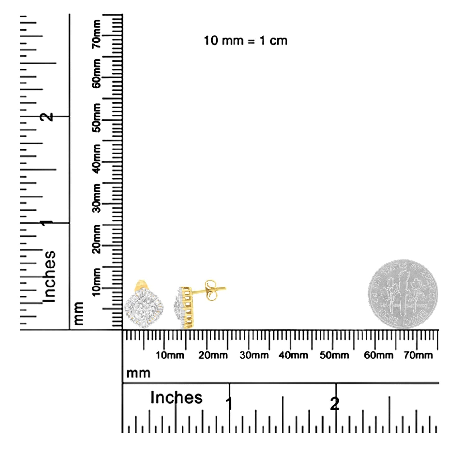 10K Yellow Gold 1/2 cttw Diamond Cluster Cocktail Stud Earrings (I-J I1-I2)