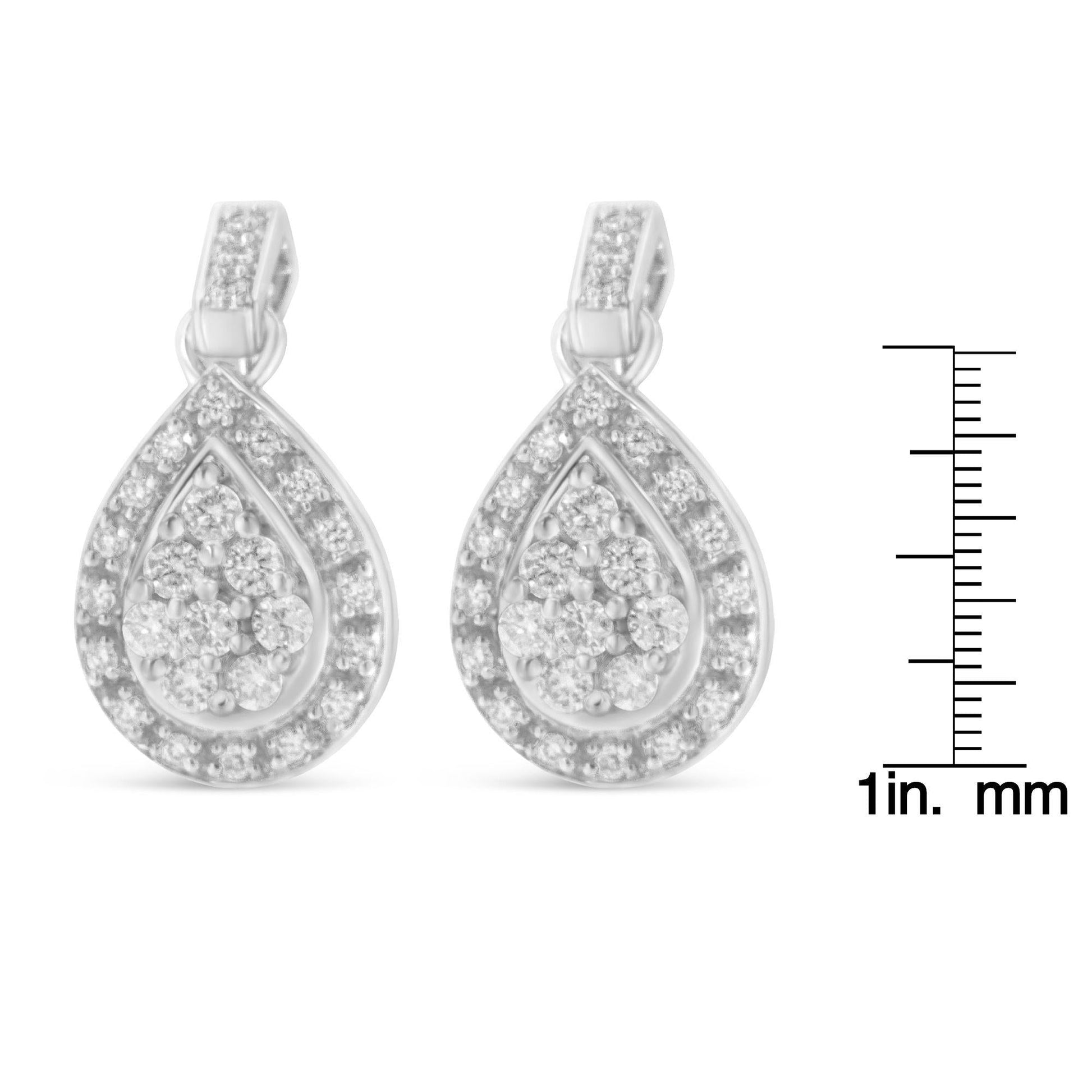 10k White Gold Round Cut Diamond Earrings (0.75 cttw H-I Color I1-I2 Clarity)