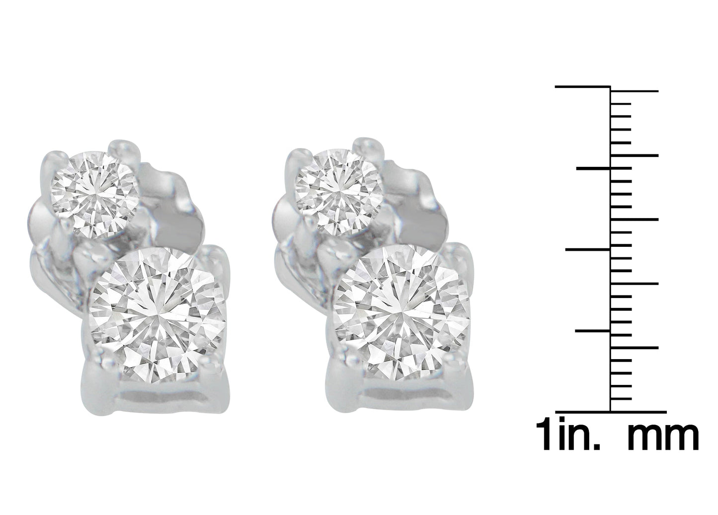 14K White Gold 1/2 cttw Round Cut Diamond Earrings (H-I SI2-I1)