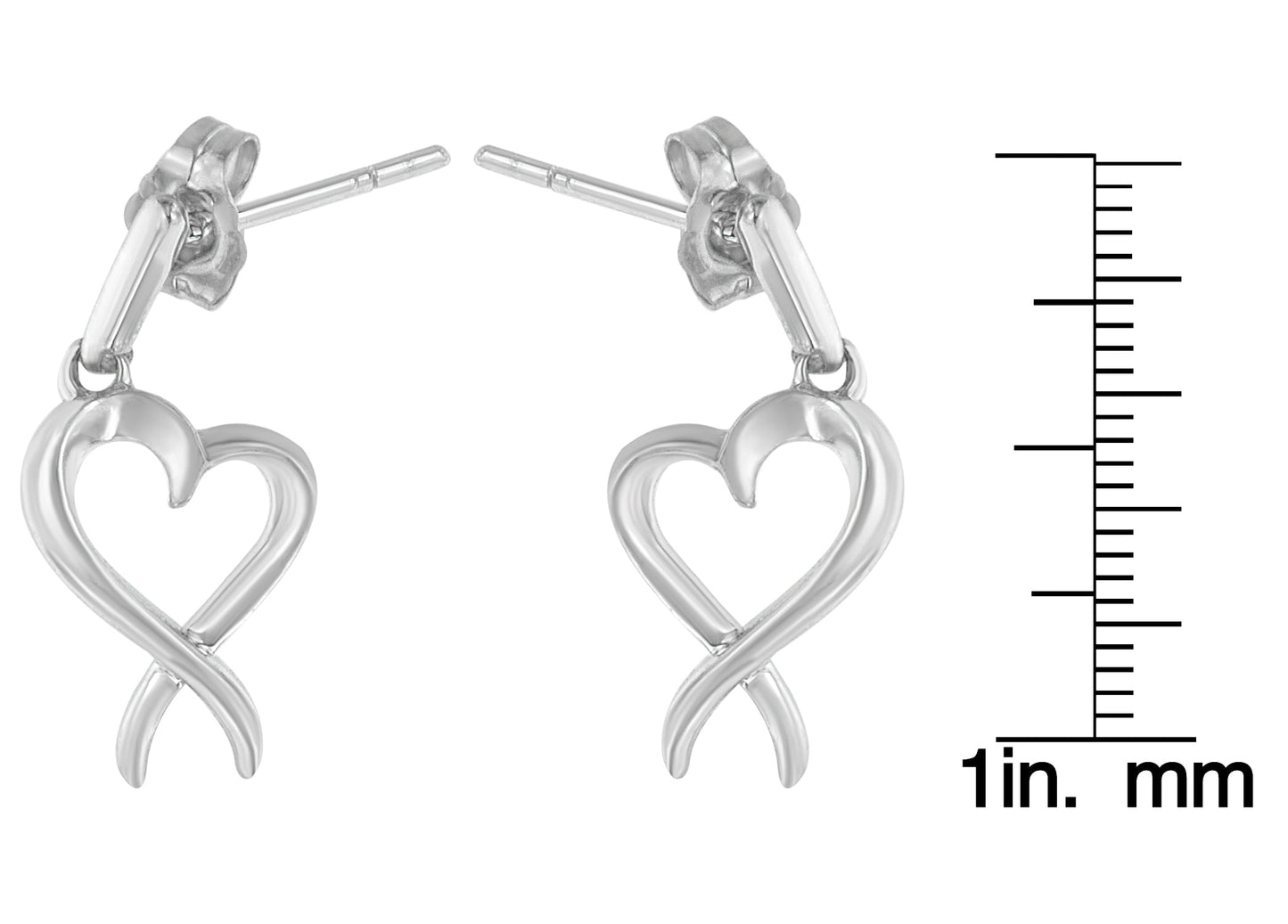 Sterling Silver Dangle-Heart Earrings - Earrings/Earrings/