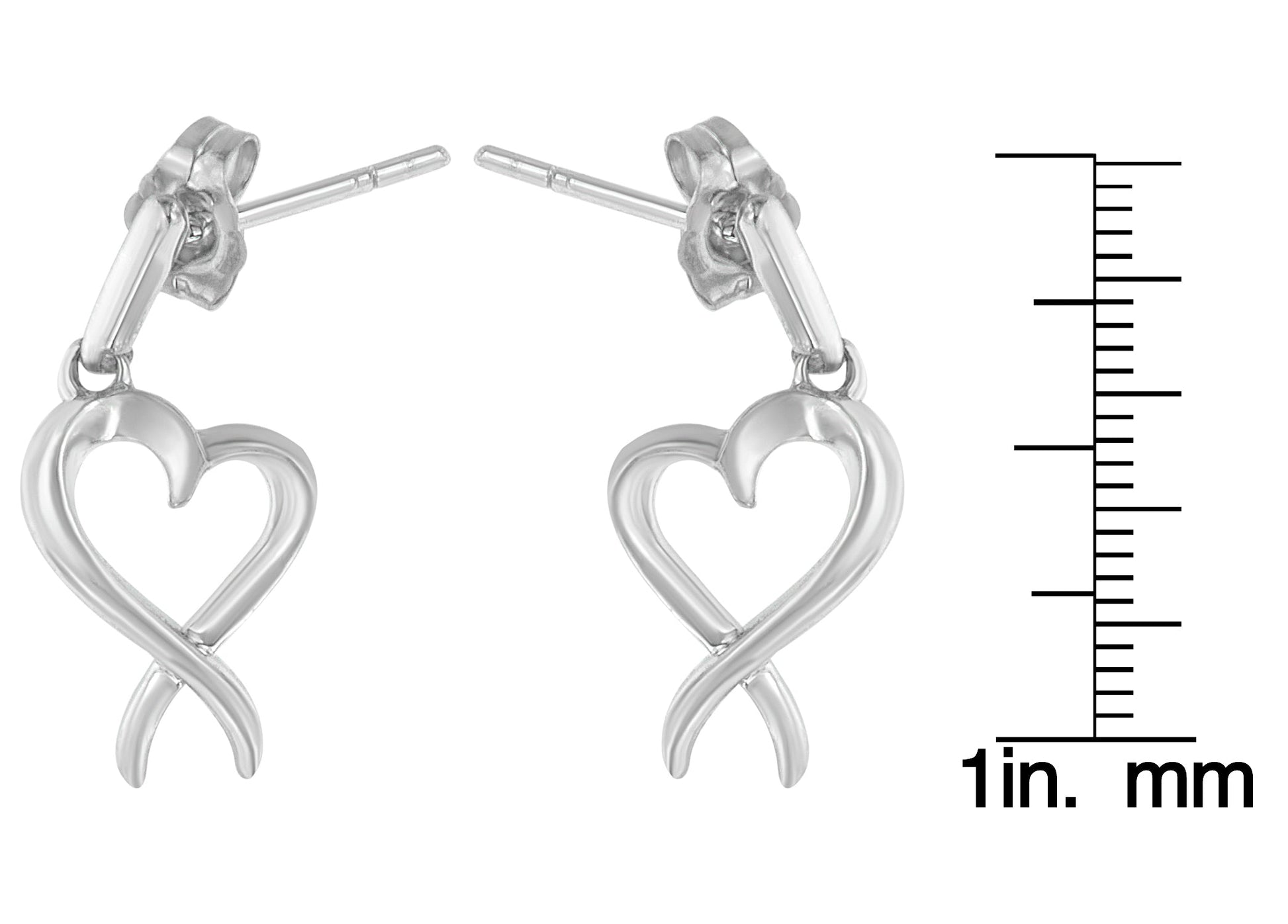 Sterling Silver Dangle-Heart Earrings - Earrings/Earrings/