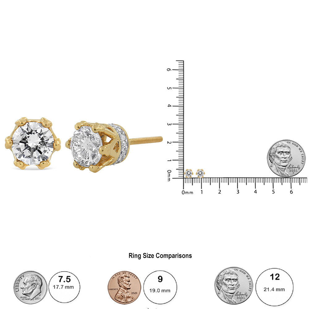 14K Gold 1/2 Cttw Round Diamond Crown Stud Earring (I-J Color I1-I2 Clarity)