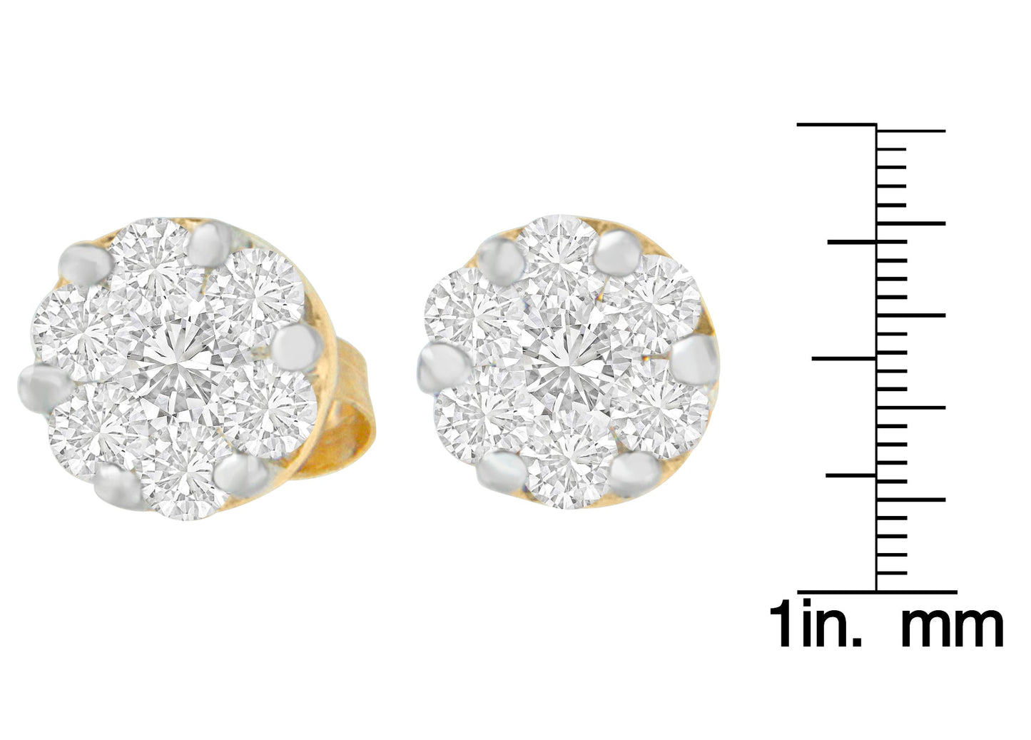 14K Yellow Gold 3/4 cttw Round Cut Diamond Stud Earring (I-J SI2-I1)