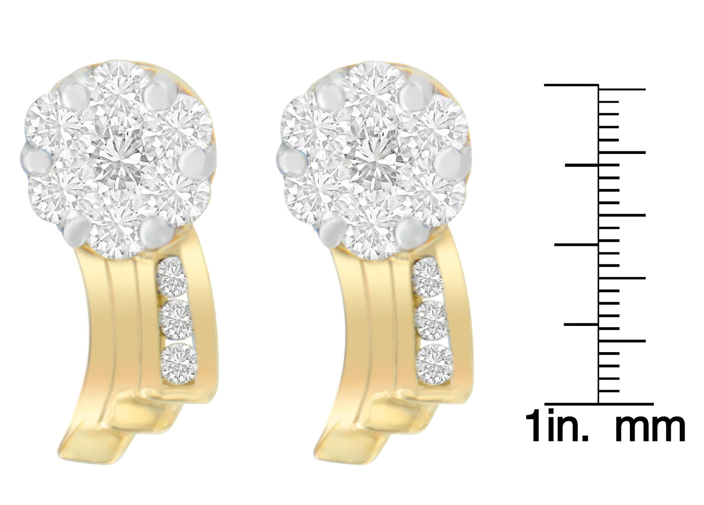 14K Yellow Gold 7/8 cttw Round Cut Diamond Earrings (I-J SI1-SI2)