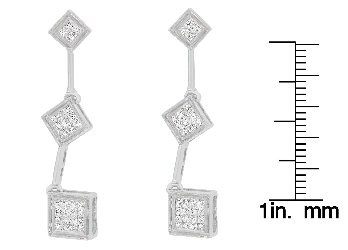 14K White Gold 5/8 cttw Princess Cut Diamond Earrings (H-I SI1-SI2)