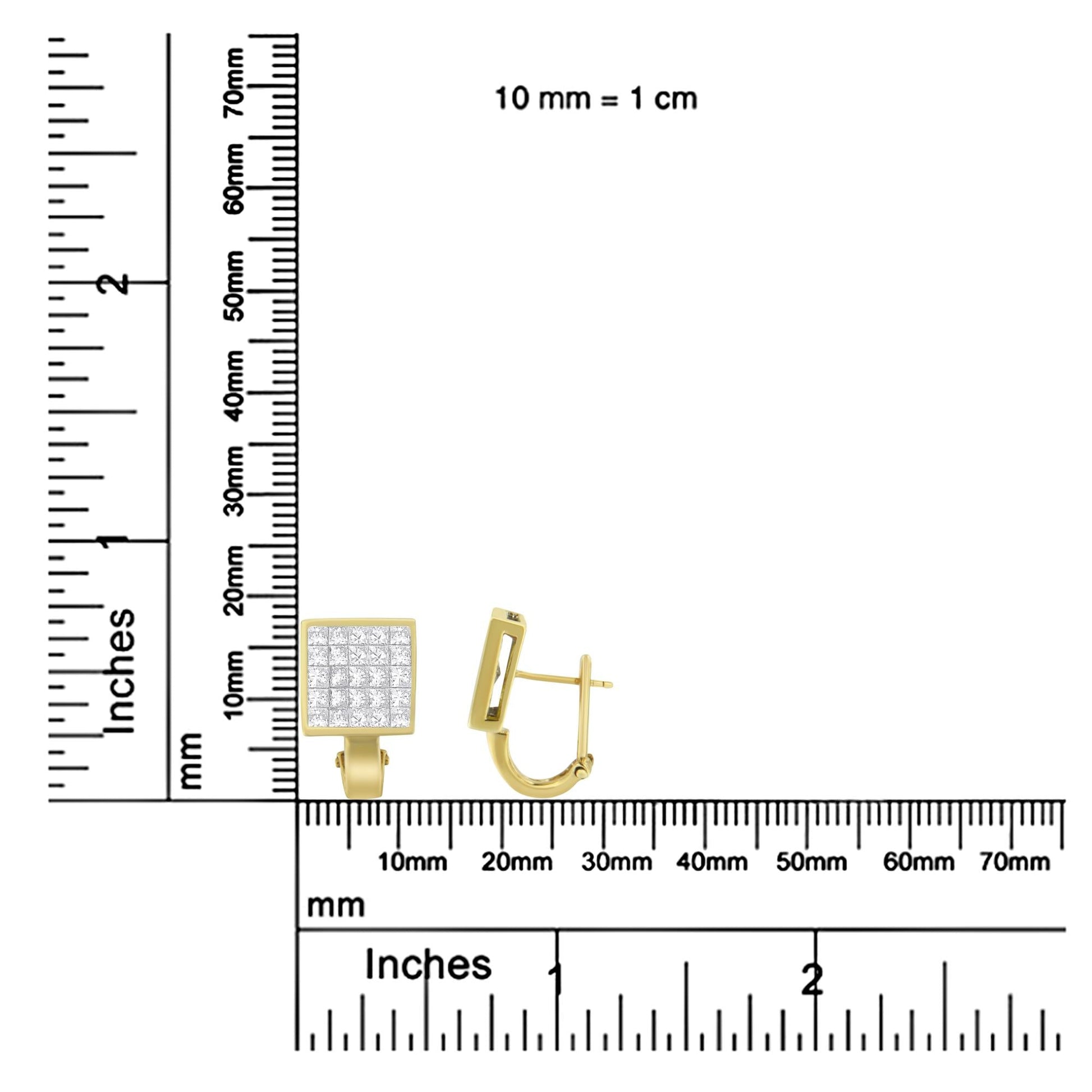 14K Yellow Gold 3-1/5 Cttw Princess Cut Diamond ¾ Square Invisible Set Grid