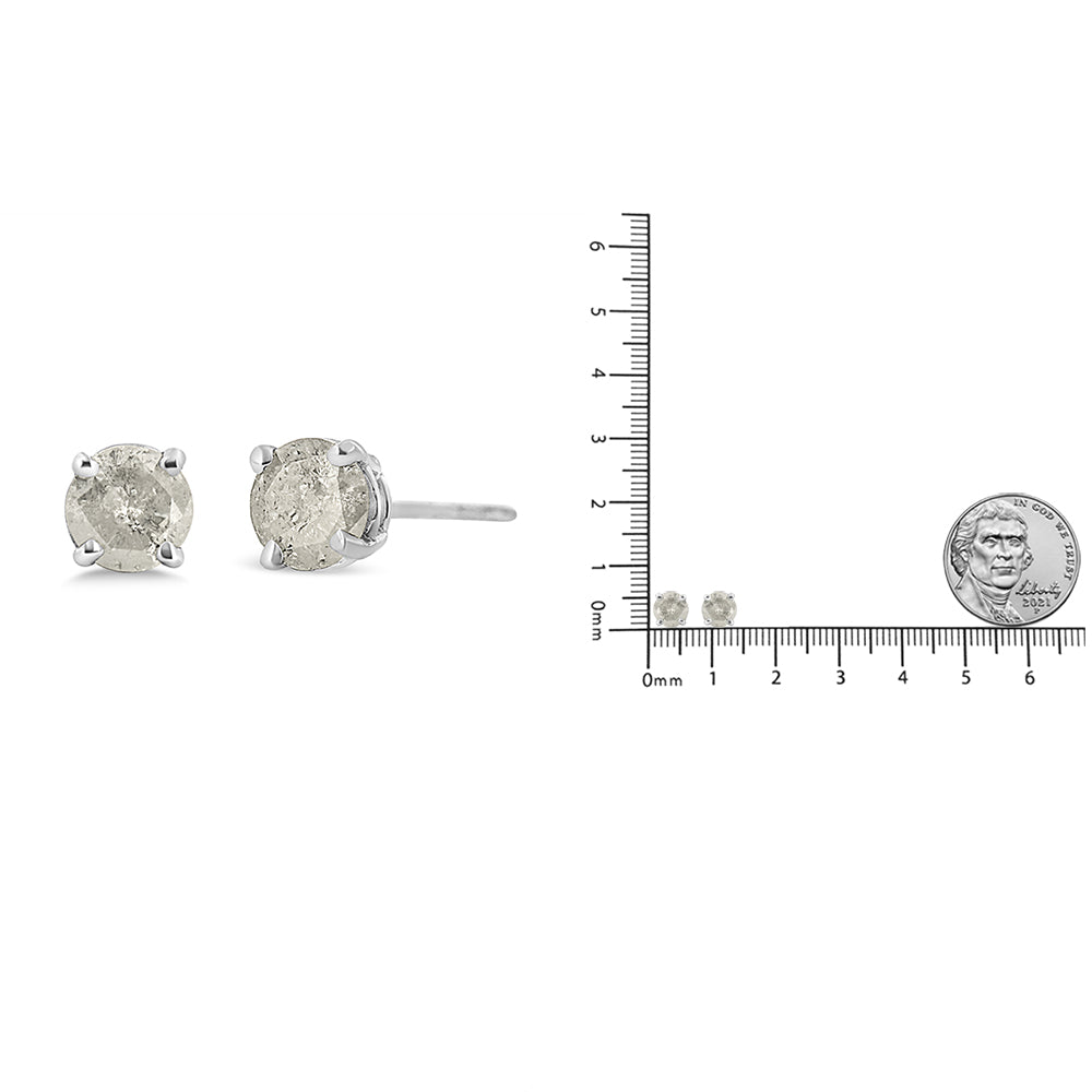 .925 Sterling Silver 4-Prong Round-cut ’Salt and Pepper’ Diamond Classic