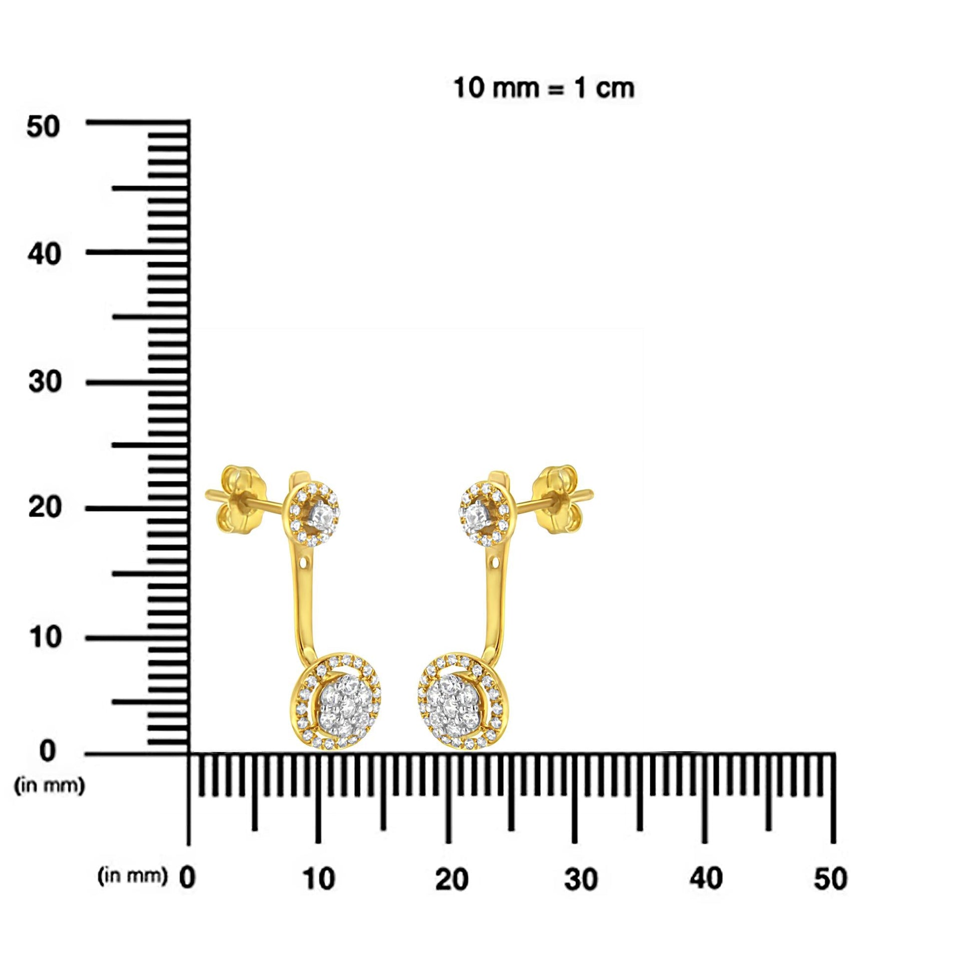 14K Yellow Gold Plated.925 Sterling Silver 5/8 Cttw Diamond Removable Stud