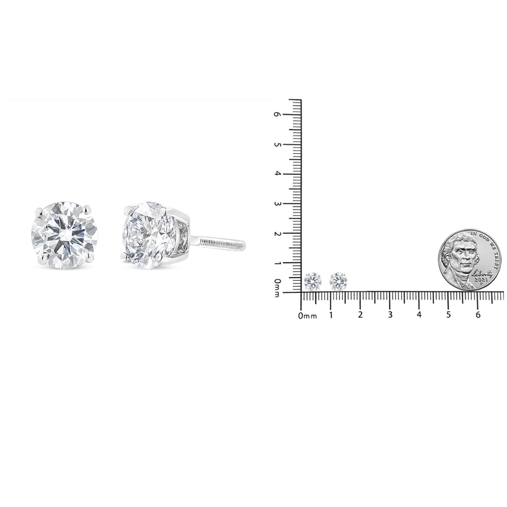 14K White Gold 1 1/2 Cttw Lab Grown Diamond Solitaire Stud Earrings