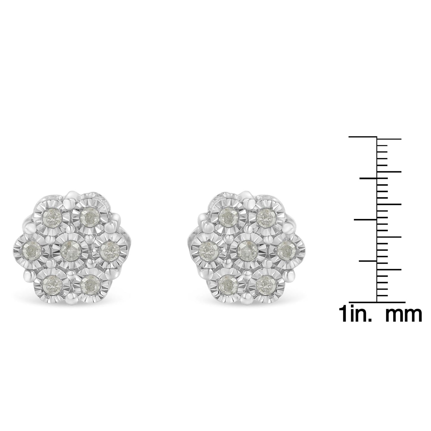 .925 Sterling Silver 1/4 Cttw Round-Cut Diamond Miracle-Set Floral Cluster