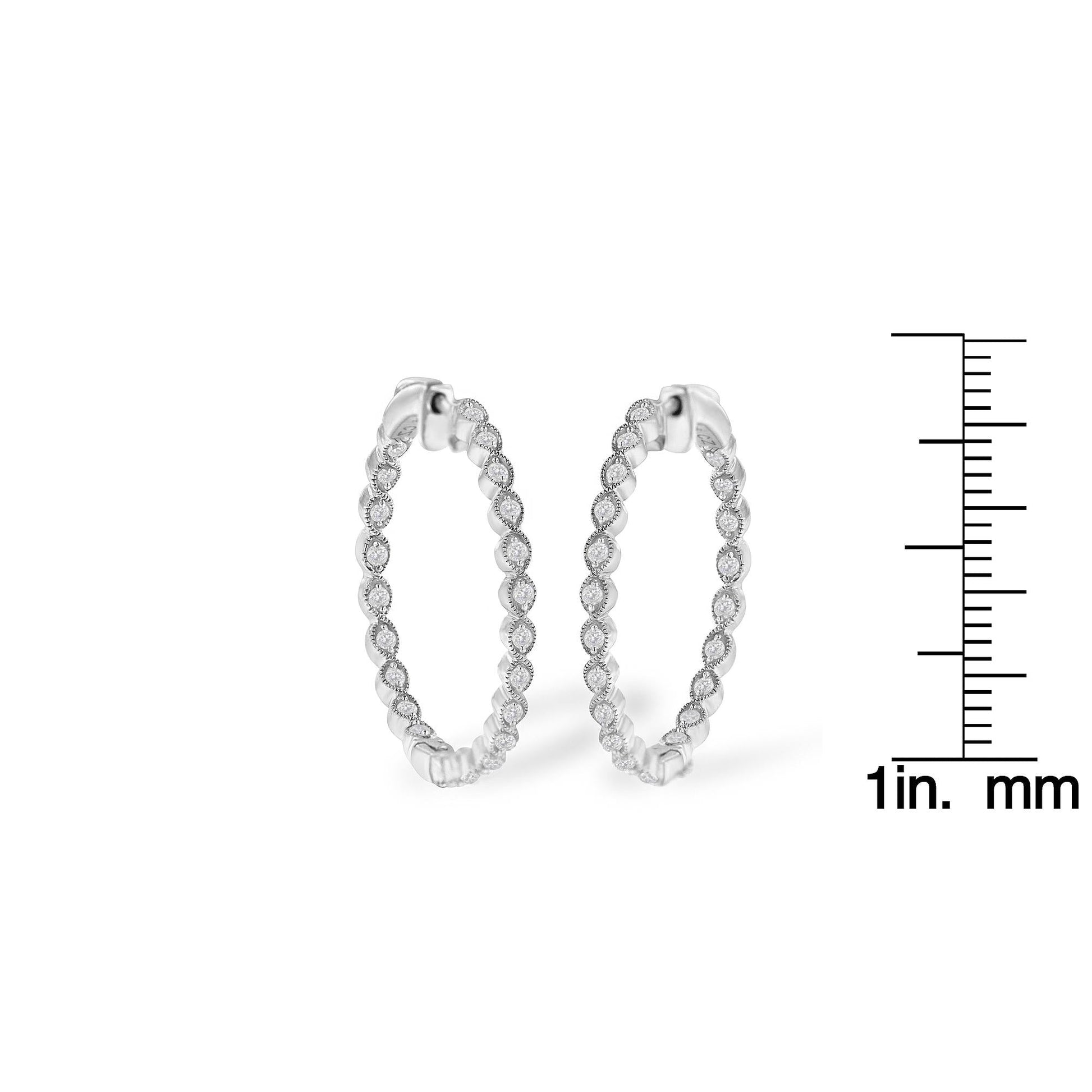 Sterling-Silver Diamond Hoop Earring (3/4 cttw I-J Color I3 Clarity)