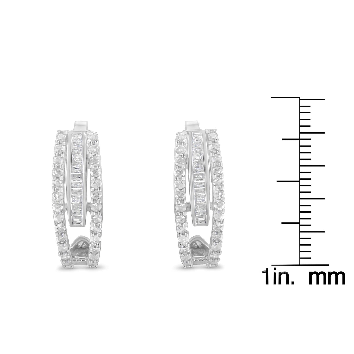 Sterling-Silver Diamond J-Stud Earring (3/4 cttw I-J Color I3 Clarity)