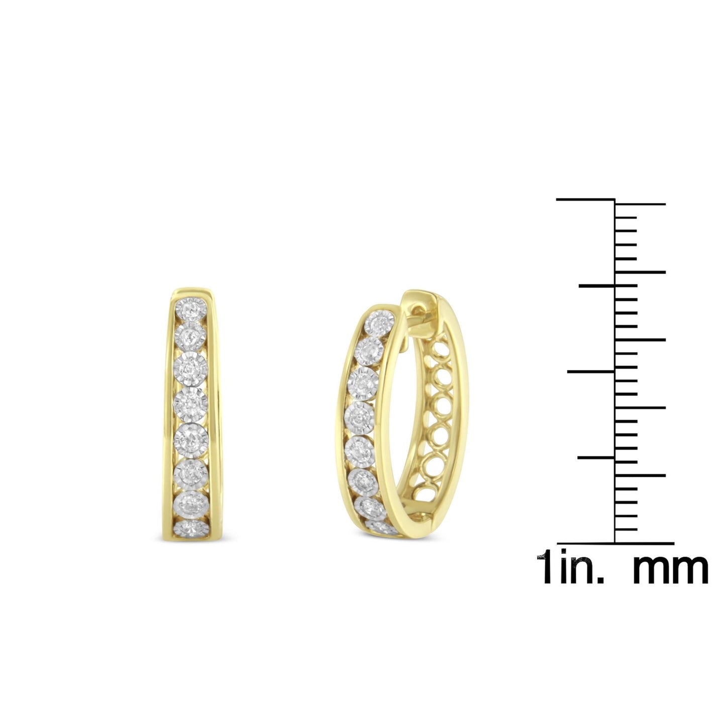 10KT Yellow and White Gold Diamond Hoop Earring (1/2 cttw J-K Color I2-I3