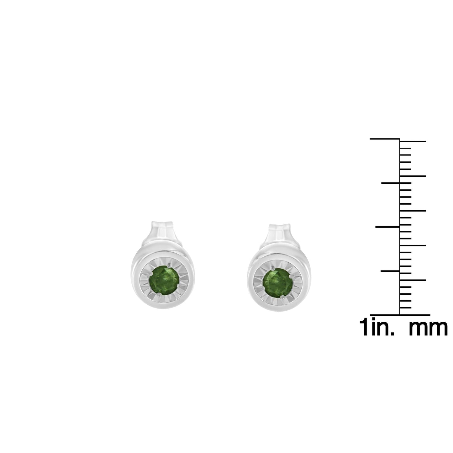 .925 Sterling Silver 0.15 Cttw Round Brilliant-Cut Green Diamond Miracle-Set