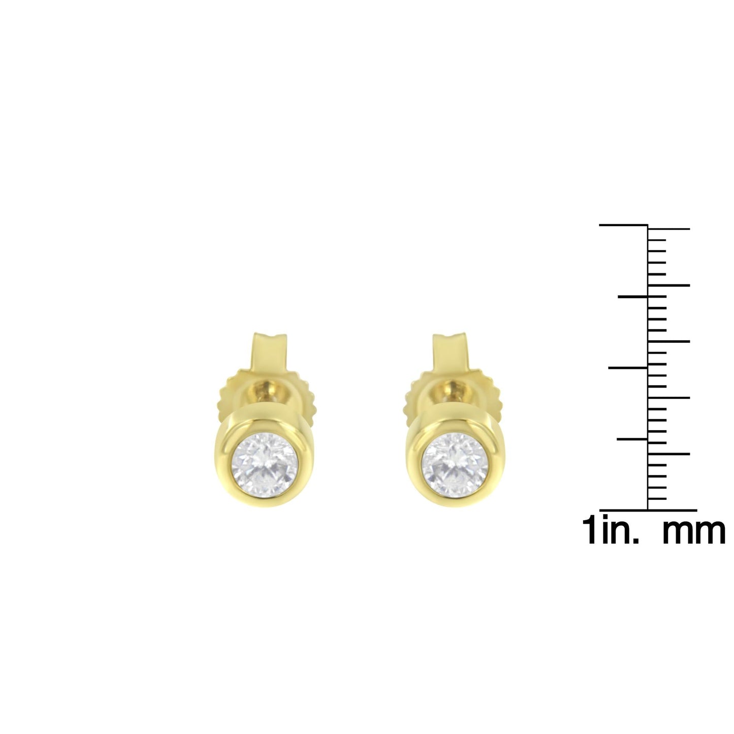 10K Gold 1/5 Cttw Round Brilliant-Cut Near Colorless Diamond Bezel-Set Stud