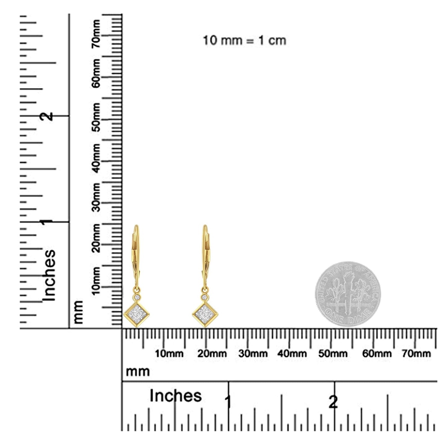 2 Micron 14K Yellow Gold Plating Diamond Dangle Earrings (1/3 cttw J-K Color