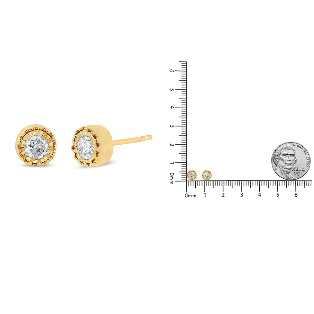 .925 Sterling Silver 3/8 Cttw Solitaire Diamond Miracle Set Stud Earrings (J-K