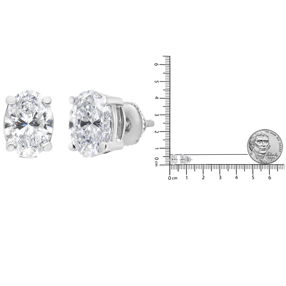 14K White Gold Lab Grown Oval Solitaire Diamond Stud Earrings (F-G Color