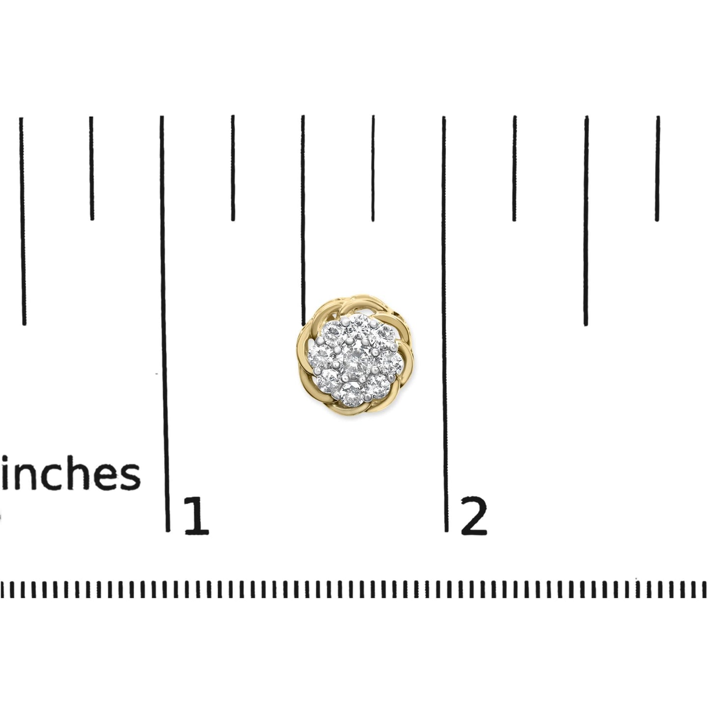 10K Yellow Gold Plated.925 Sterling Silver 1/2 Cttw Diamond Cluster Stud