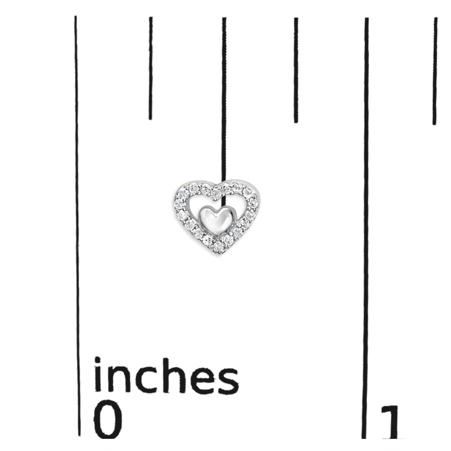 925 Sterling Silver 1/6 Cttw Diamond Open Double Heart Stud Earrings - Choice