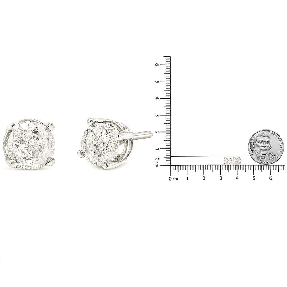 14K White Gold 3/4 Cttw Lab Grown Diamond 4-Prong Classic Stud Earrings (F-G