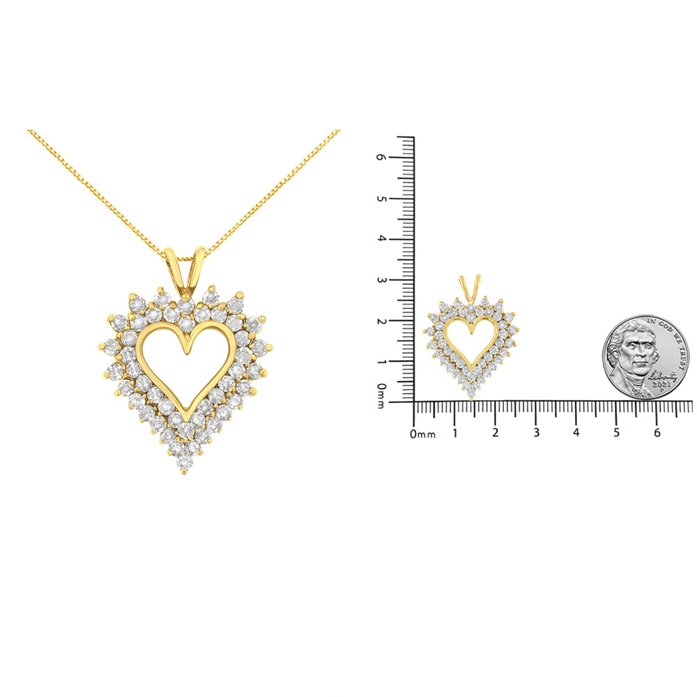 10K Yellow Gold 3.0 Cttw Brilliant-Cut Diamond Open Heart 18’’ Pendant