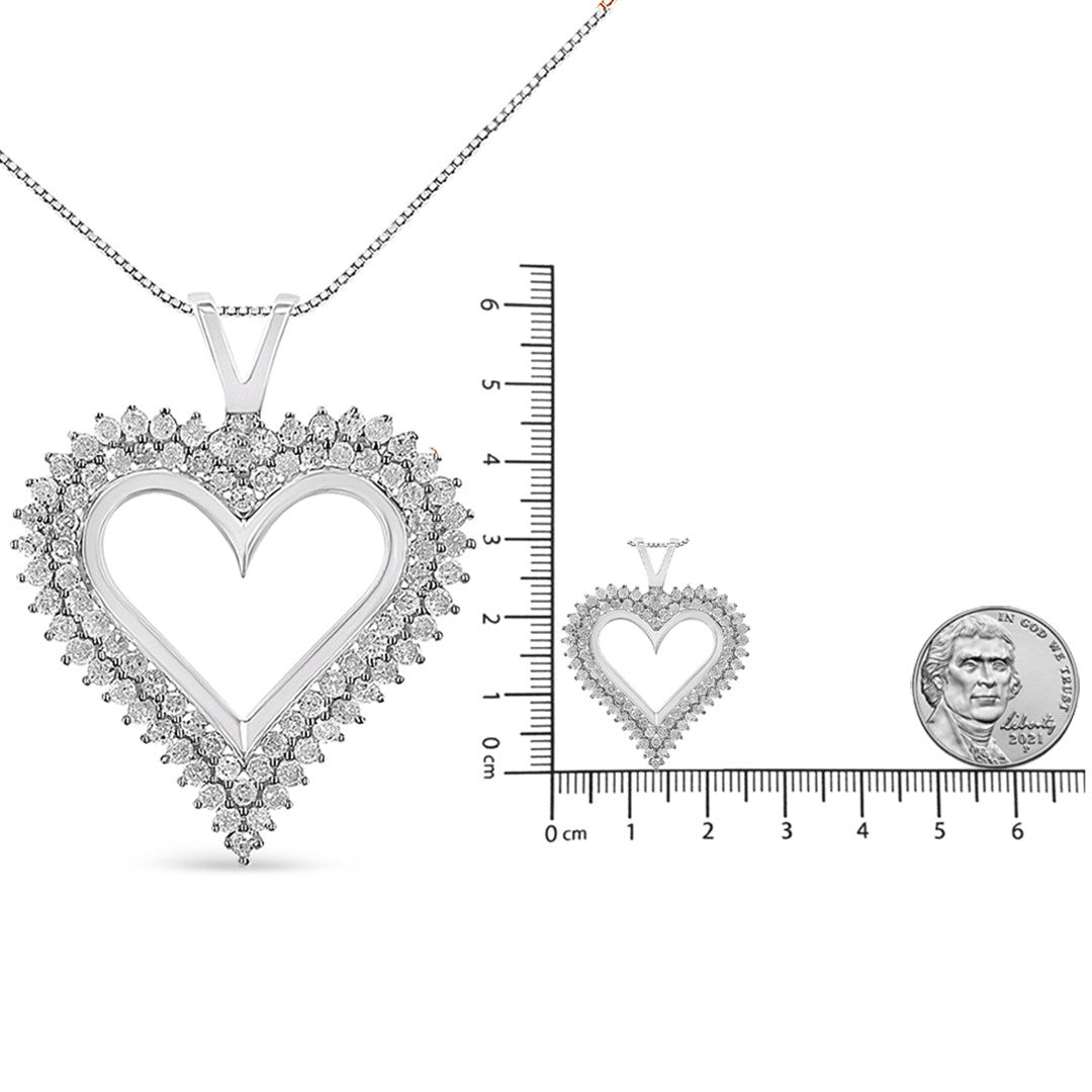 .925 Sterling Silver Diamond Heart 18" Pendant Necklace (I-J Color, I2-I3 Clarity)