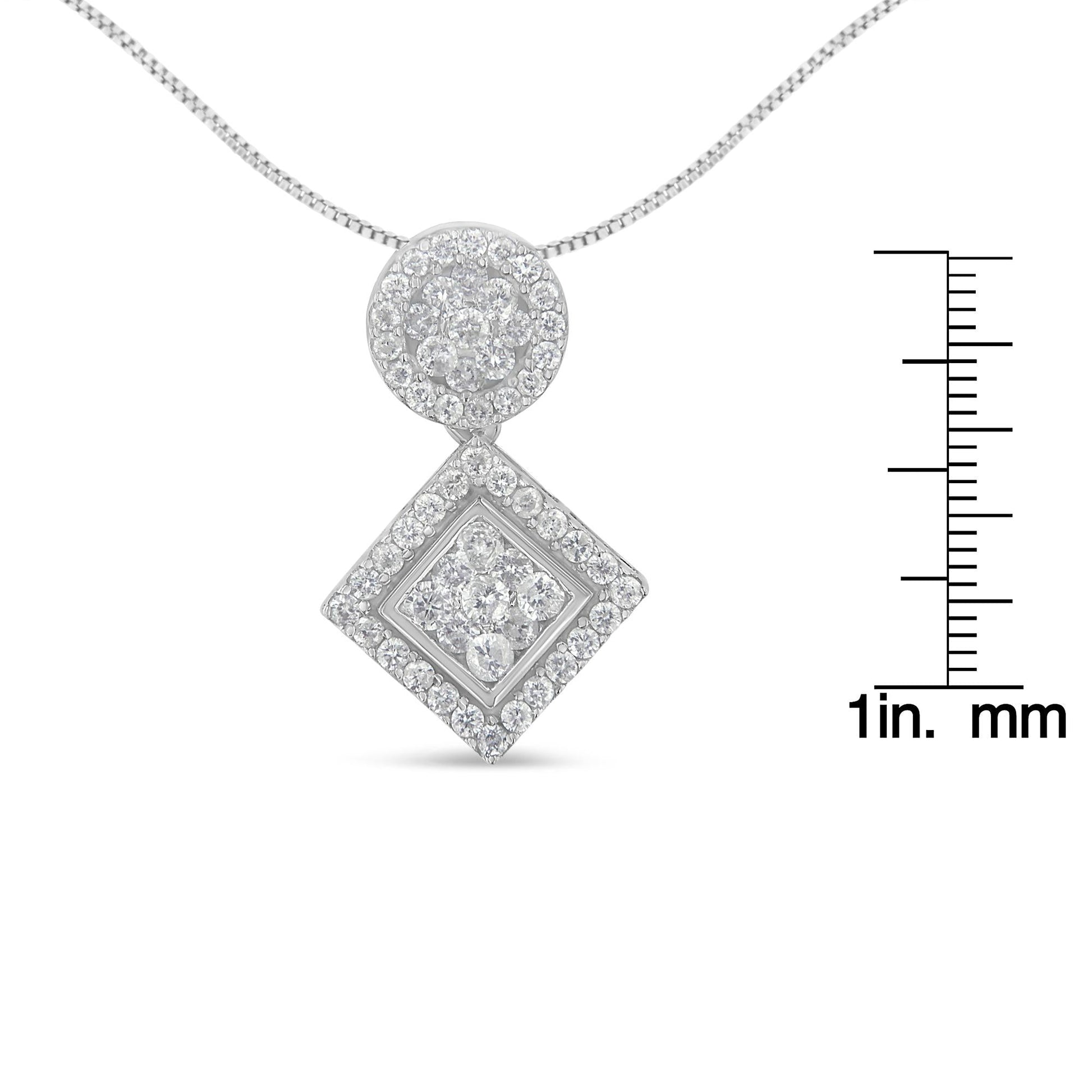 14K White Gold 1 cttw Diamond Pendant Necklace (H-I I1-I2)