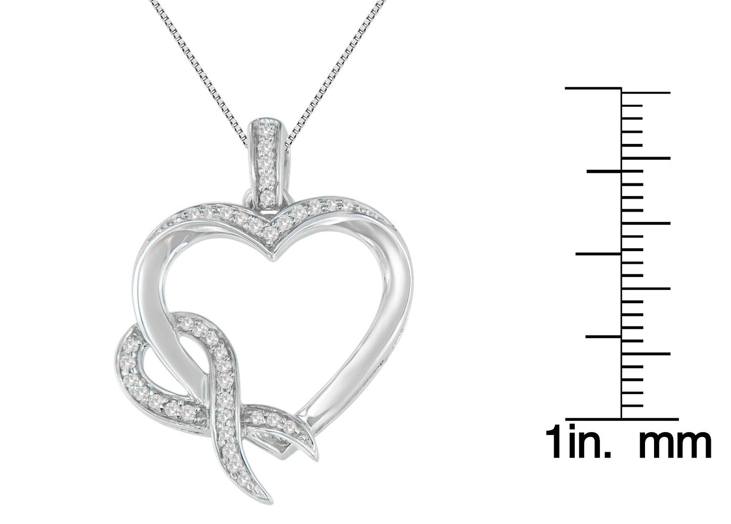 .925 Sterling Silver 1/6 cttw Diamond Heart Pendant Necklace (H-I I1-I2)