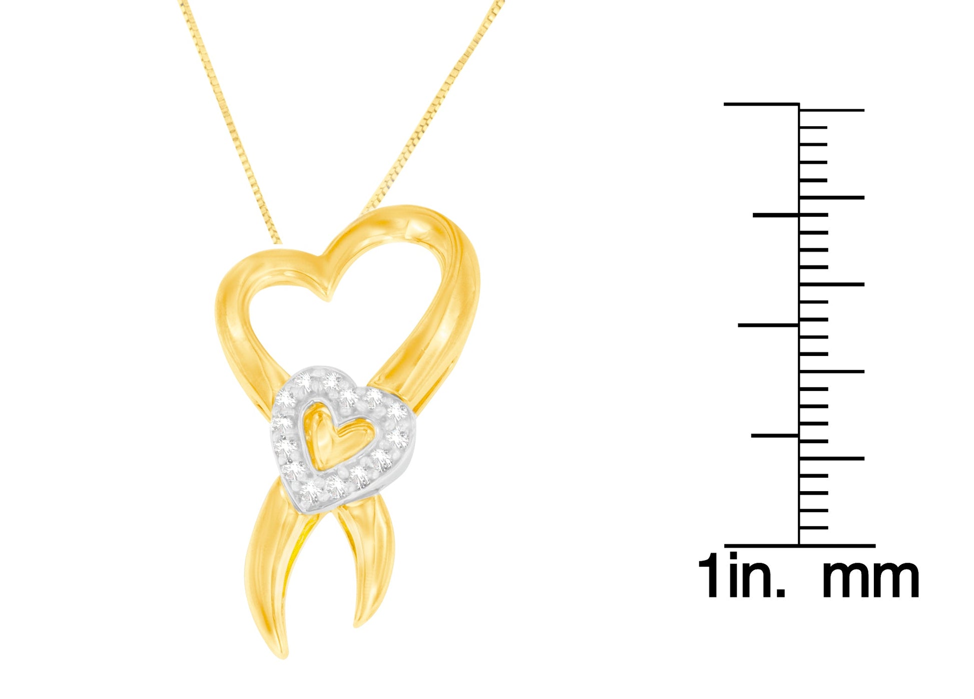 10K Two-Tone Gold 1/10 cttw Diamond Heart Pendant Necklace (H-I I1-I2)