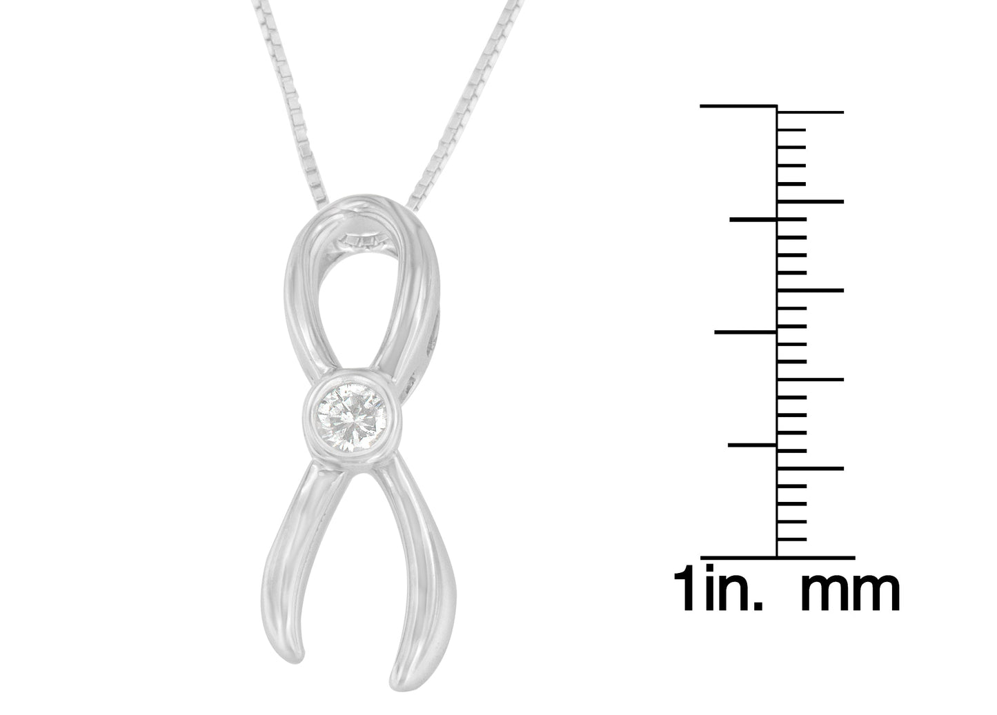 .925 Sterling Silver 1/10 cttw Diamond Ribbon Pendant Necklace (H-I, I1-I2)