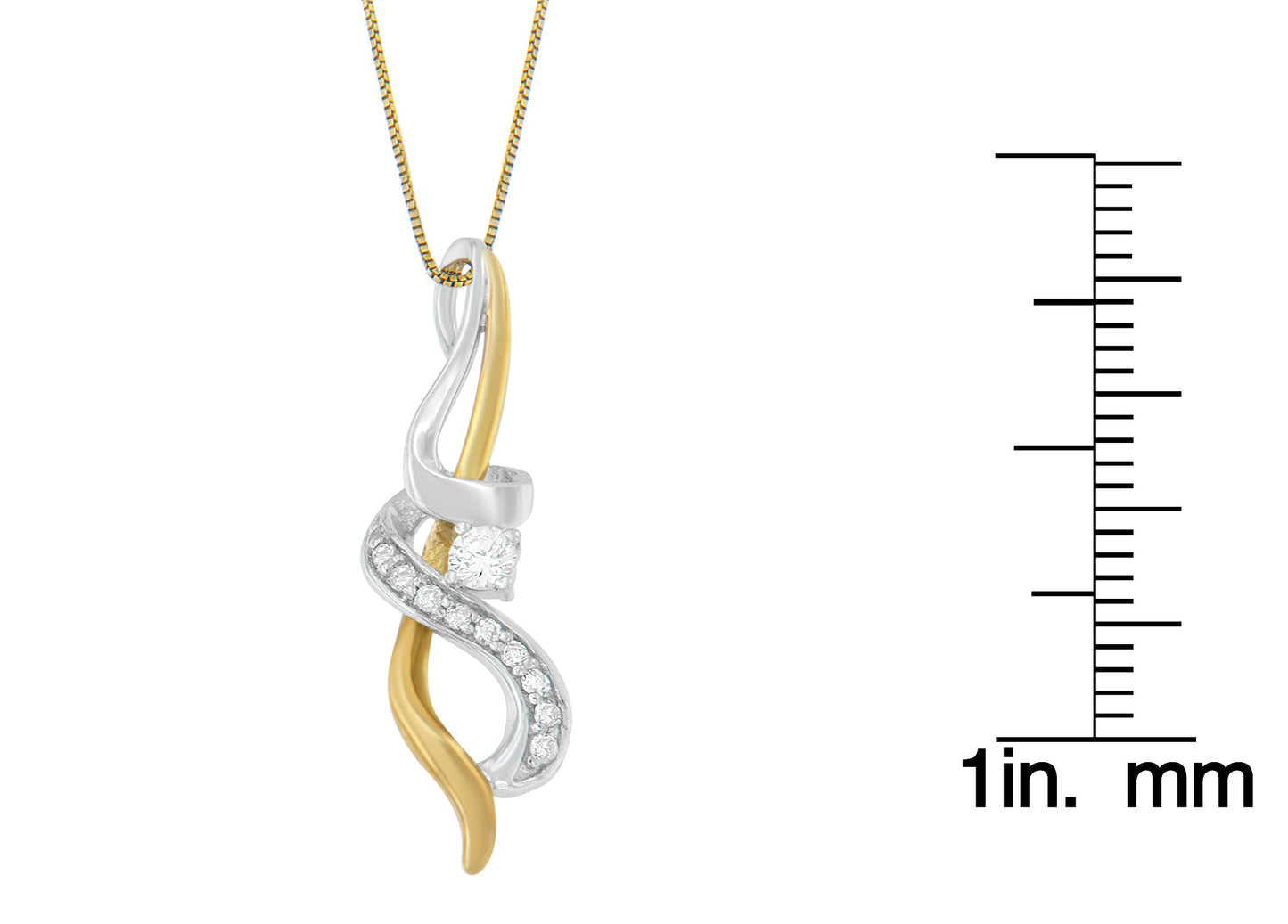 Espira 10K Two-tone Gold 1/5 cttw Diamond Intertwined Swirl Pendant Necklace