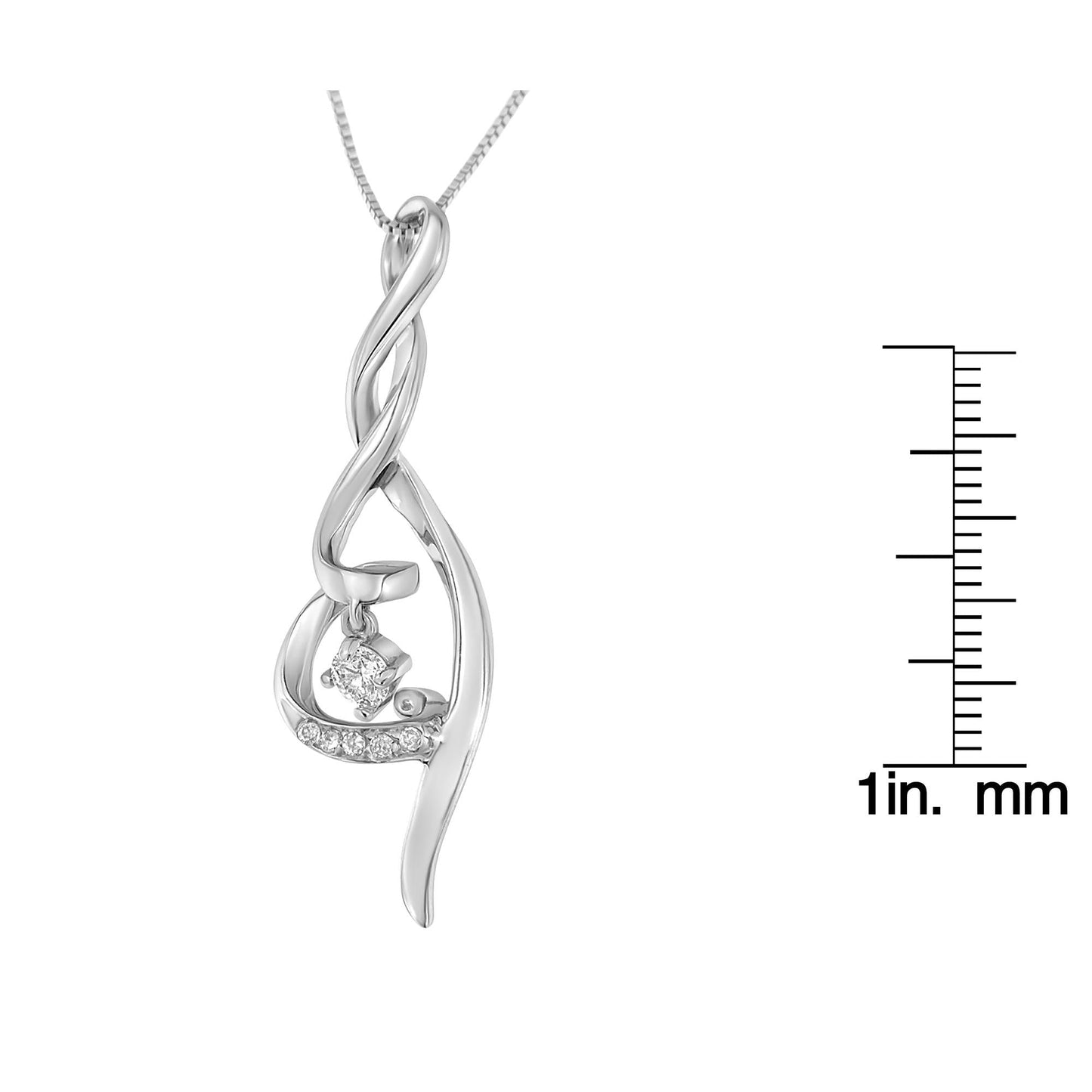 Espira 10K White Gold 1/10 cttw Diamond Swirl Pendant Necklace (I-J I1-I2)