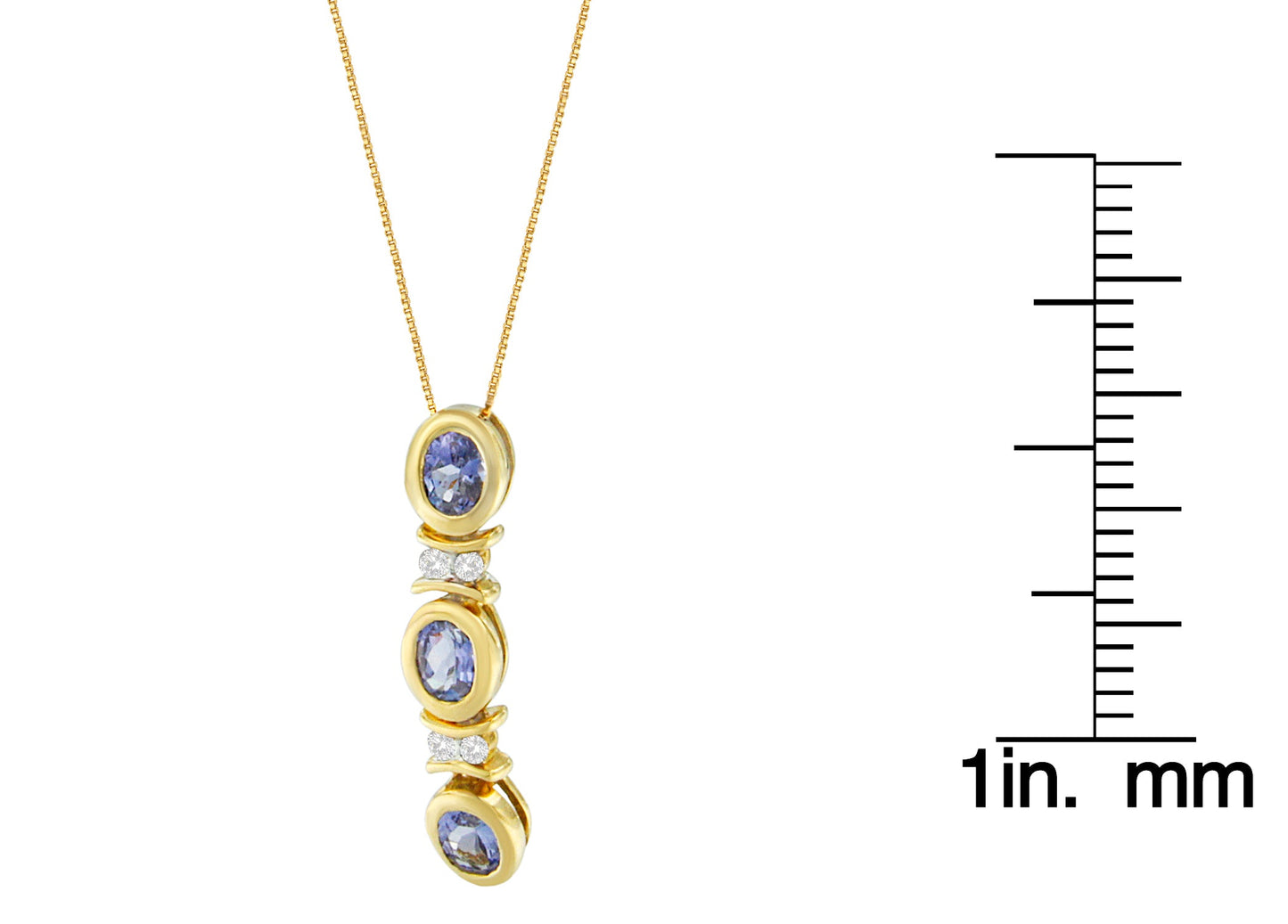 14K White Gold Round Cut Diamonds and Tanzanite Pendant Necklace (1.20 cttw G-H