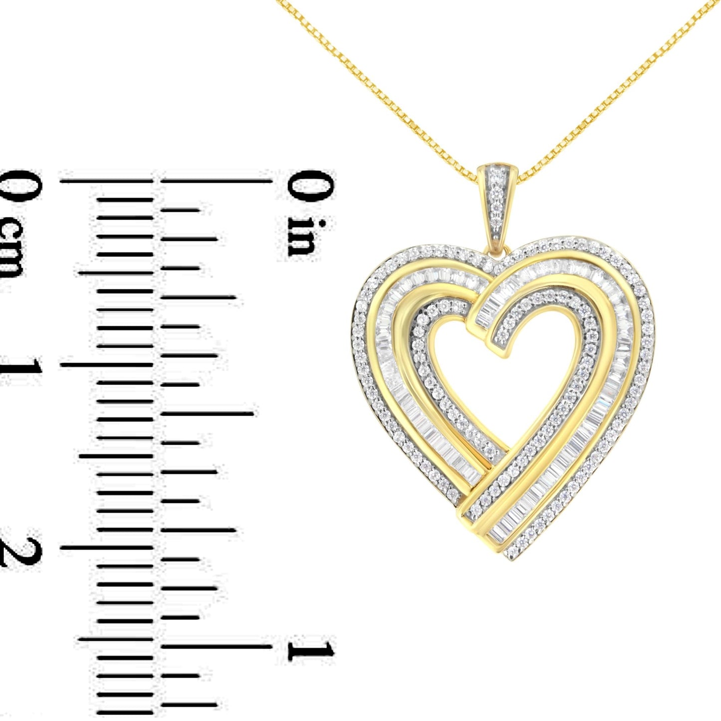 .925 Sterling Silver 1 3/8 Cttw Baguette Diamond Composite Heart 18’’ Inch