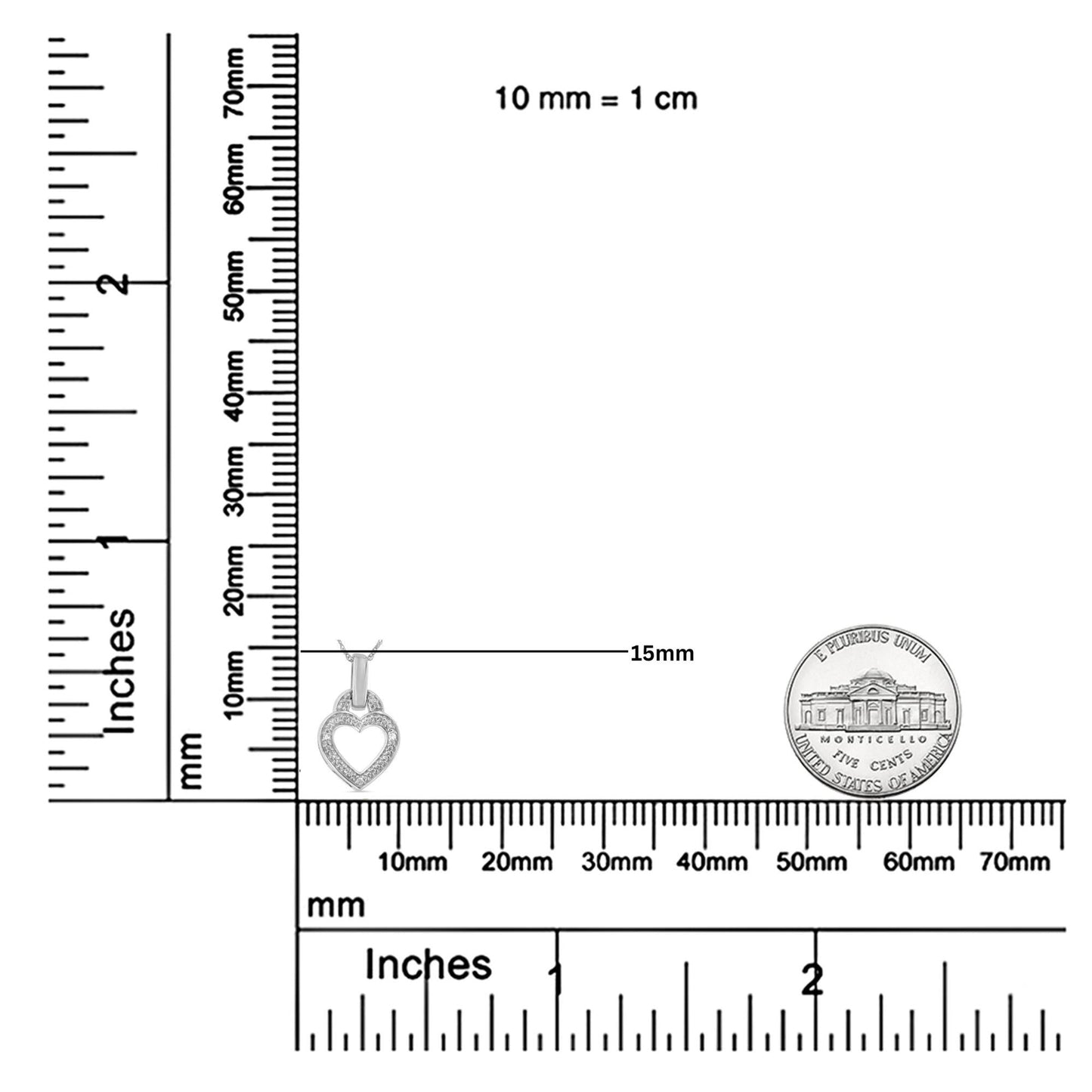 .925 Sterling Silver 1/20 Cttw Round Cut Diamond Heart Pendant Necklace (H-I Color, I2-I3 Clarity)