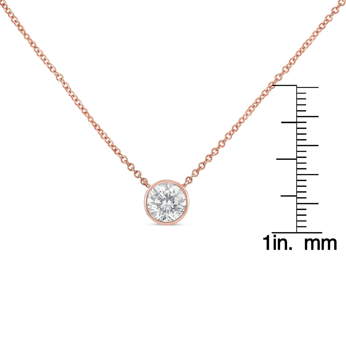 10K Rose Gold 3/10 Carat Round Brilliant-Cut Diamond Modern Bezel-Set Solitaire