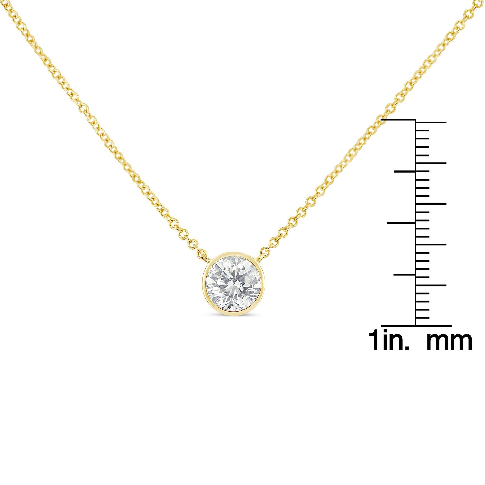 Sterling Silver Bezel-Set Diamond Solitaire Pendant Necklace (1/3 cttw H-I