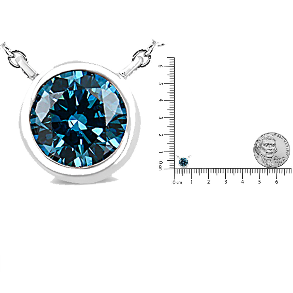 14K White Gold 1/2 Cttw Blue Lab Grown Diamond Modern Bezel-Set Solitaire