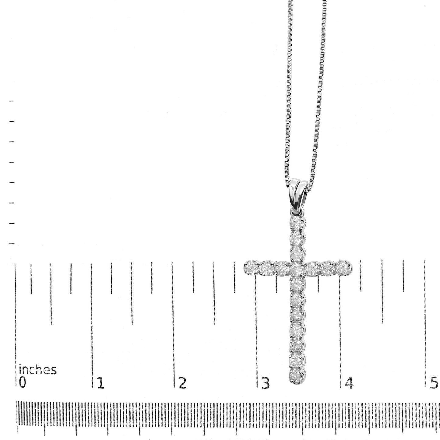 .925 Sterling Silver 1.0 Cttw Diamond Classic Cross 18’’ Pendant Necklace