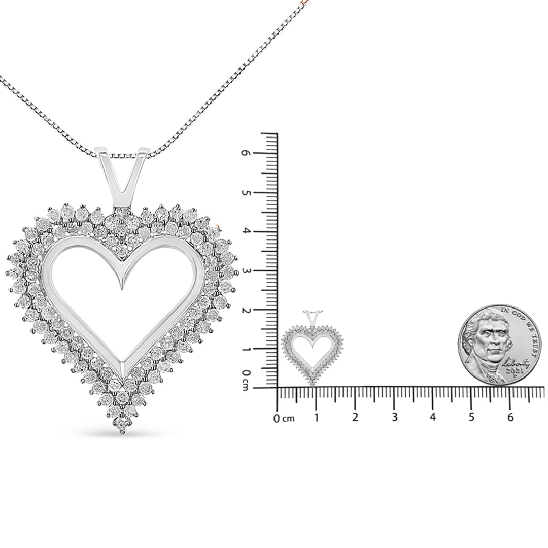 .925 Sterling Silver Diamond Heart 18" Pendant Necklace (I-J Color, I2-I3 Clarity)