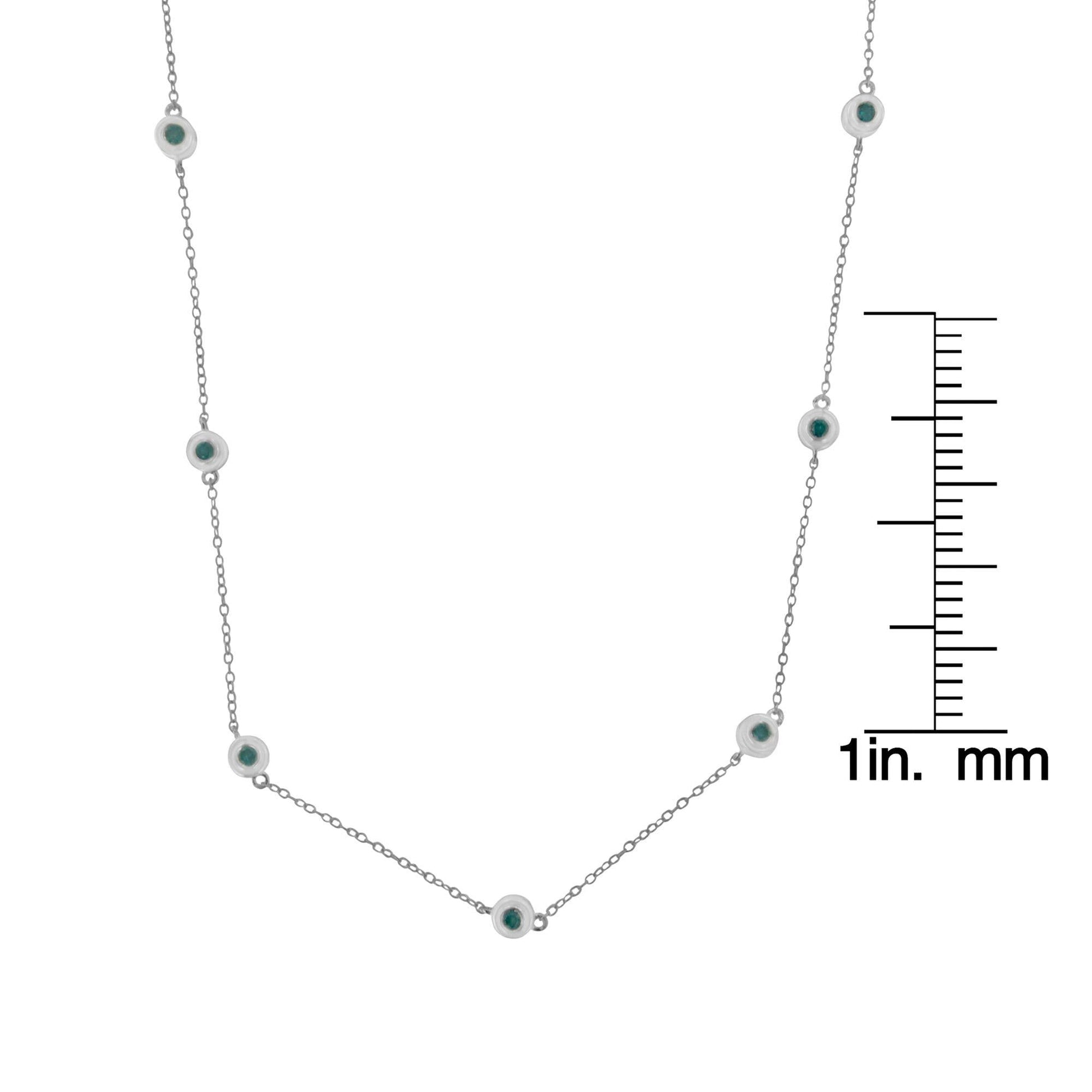 Sterling Silver Treated Diamond By Yard Necklace (3/4 cttw Blue Color I2-I3