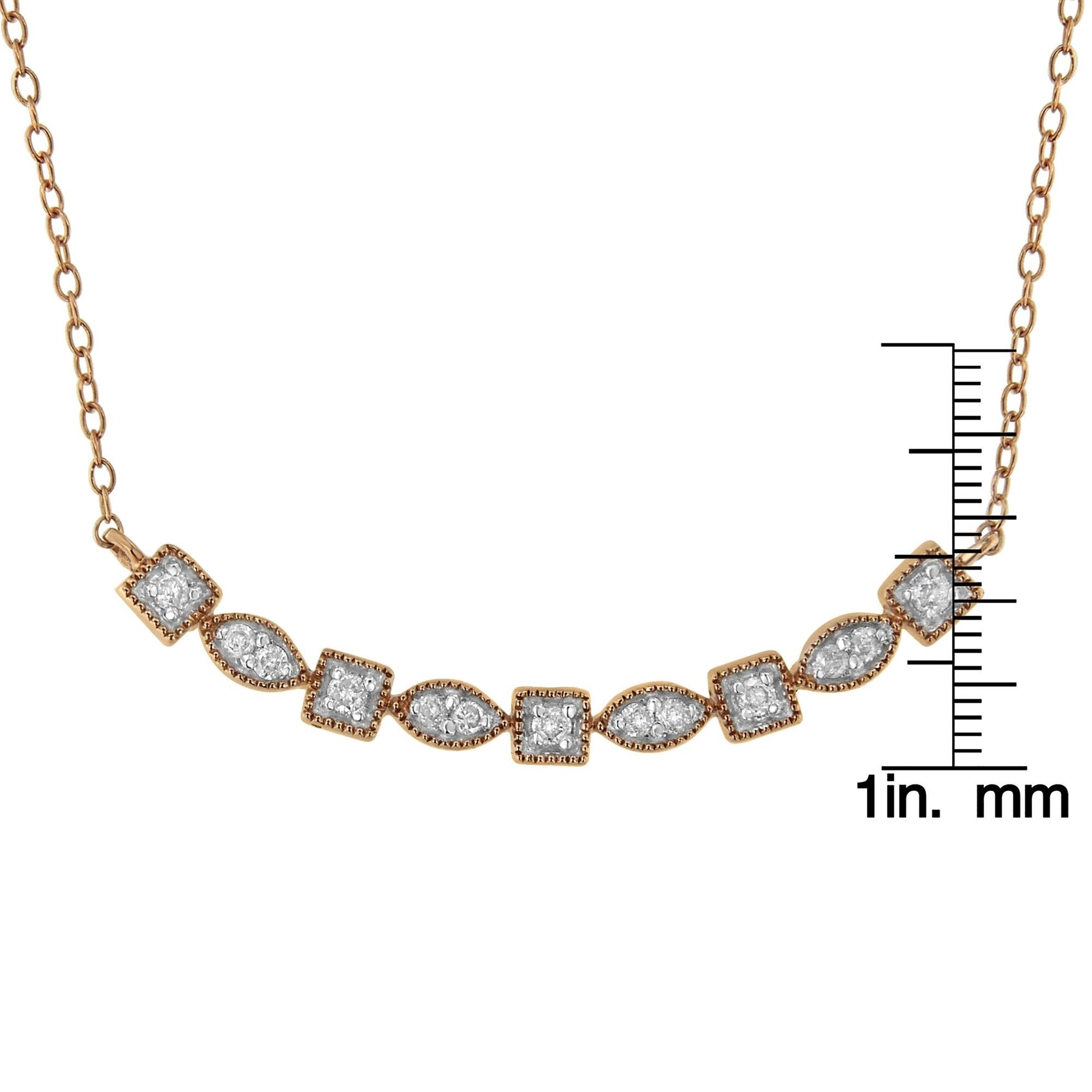 10KT Rose Gold Plated Sterling Silver Round Diamond Bar Necklace (1/4 cttw I-J