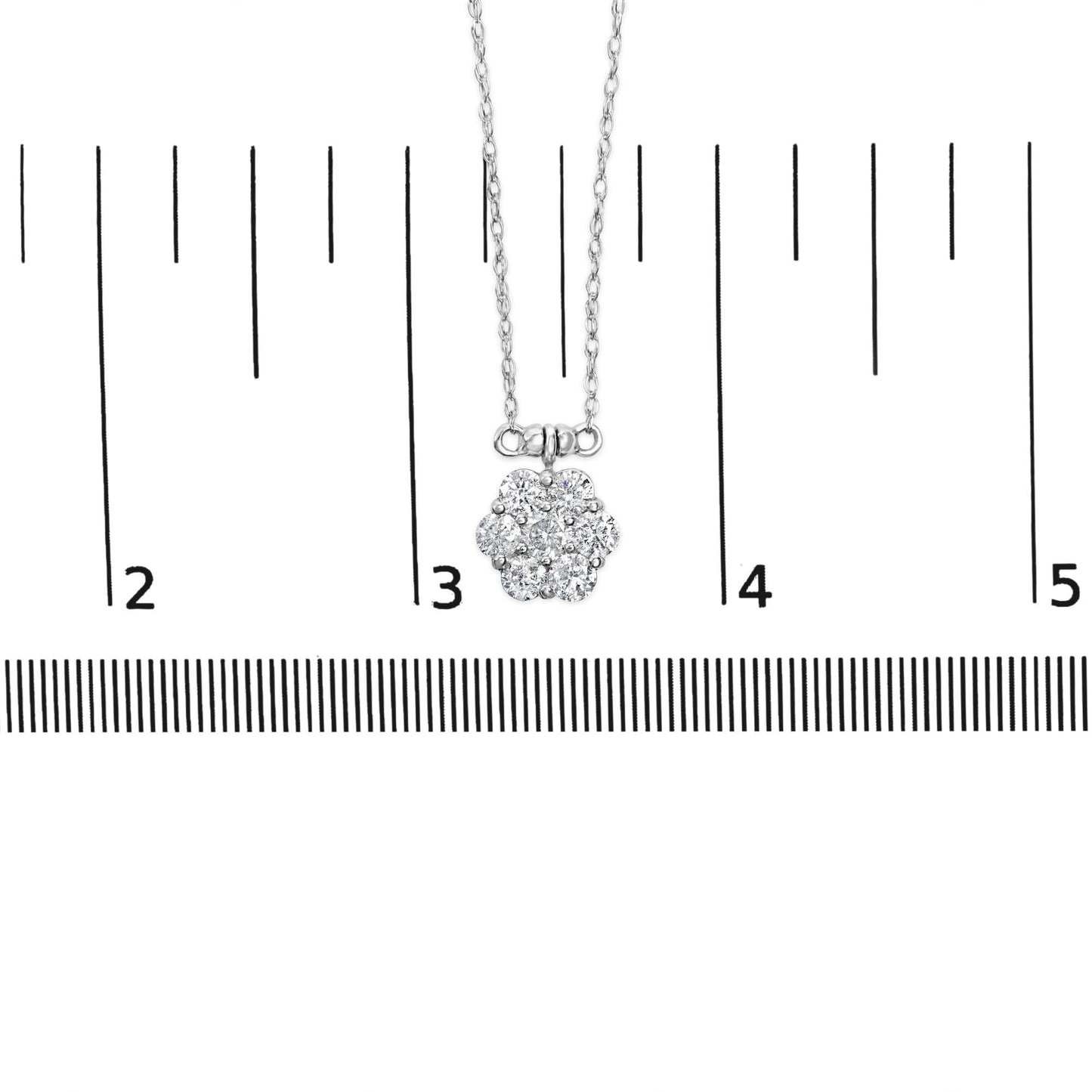 10K White Gold 3.0 Cttw Round-Cut Diamond 7 Stone Cluster Station Necklace (H-I